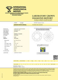 IGI lab grown diamond report/Certificate of authenticity
